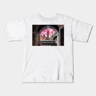 London Photography Big Ben Pink Kids T-Shirt